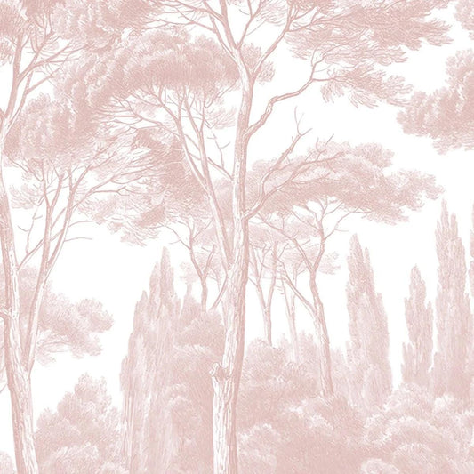 Pink Trees Girl Wallpaper, Pink Forest Baby Girl Wallpaper, Art Wallpaper Nursery, Watercolor Wallpaper, Nature Baby Room Wallpaper