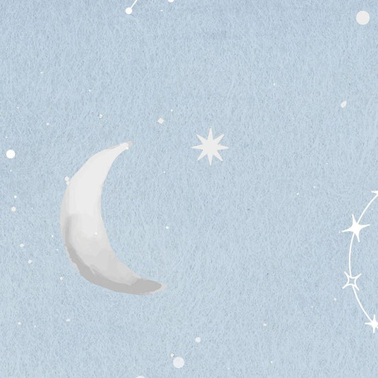 Moon Stars and Planets in The Blue Sky Kids Wallpaper, Star Team Child Wallpaper, Wallpaper Nursery, Blue Baby Wallpaper, Stars Wall Poster