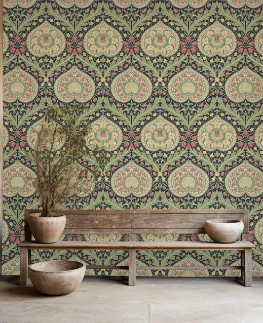 William Morris Eden Heart Wallpaper, Vintage Nature Wallpaper, Romantic Wall Mural, Peel and Stick Wallpaper, Drawing Art Wallpaper