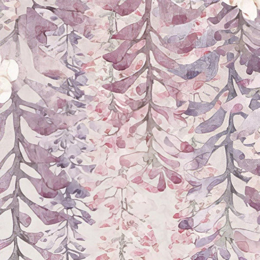 Lilac Wisteria Flowers Wallpaper, Flowers Baby Girl Wallpaper, Flower Garden Wallpaper Nursery, Watercolor Floral Mural, Purple Wall Poster