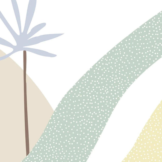 Palm Tree Rainbow Kids Wallpaper in Light Colors, Illustration Wallpaper Nursery, Colourful Kid Art Wallpaper ,Creative Watercolor Mural