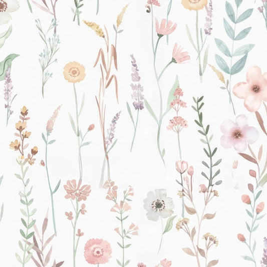 Summer Flowers Garden Wallpaper, Mini Flowers Baby Girl Wallpaper, Flower Garden Wallpaper, Wallpaper Nursery, Watercolor Floral Mural