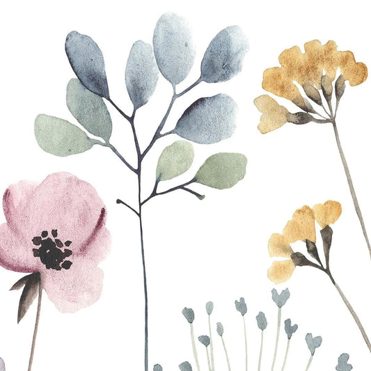 Watercolor Art Colourful Elegant Flowers Wallpaper, Floral Garden Baby Girl Wallpaper, Wallpaper Nursery, Floral Baby Wall Poster