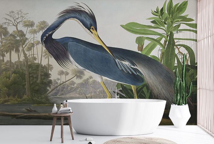 Louisiana Bird 3D Wallpaper, Special Design Wallpaper, Romantic Wall Mural, Peel and Stick Wallpaper, Drawing Wallpaper, Bohemian Wallpaper