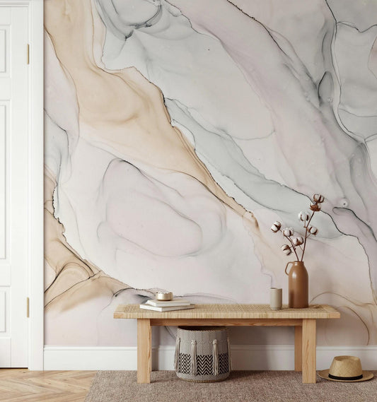 Colourful Ink Effect Marble Pattern Wallpaper, Peel and Stick Wallpaper, Stylish Room Design, Modern Wallpaper, Abstract Wall Poster