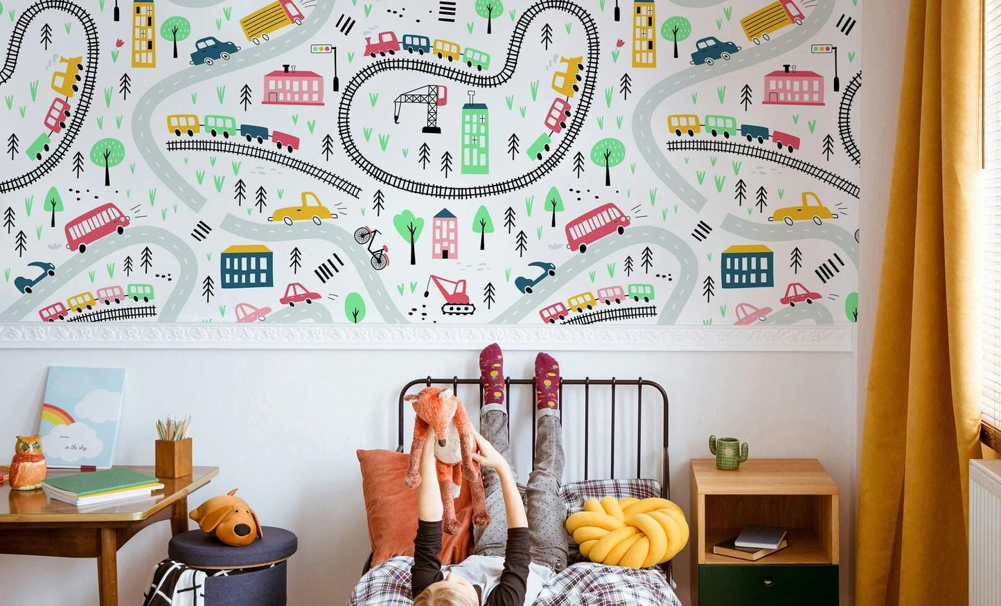 Colourful Vehicles Wallpaper, Funny Wallpaper Nursery, Baby Room Wallpaper, School Wallpaper, Cars and City Traffic Boys Wallpaper