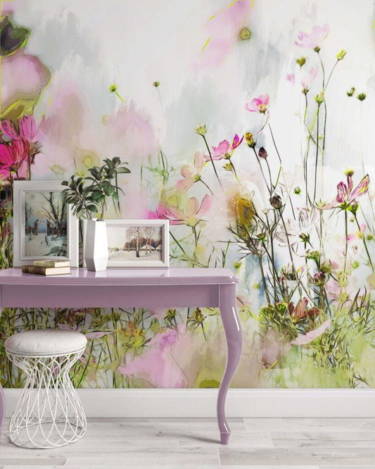 Colorful Nature Flowers Wallpaper, Elegant Flowers Garden Wallpaper, Floral Wallpaper, Illustration Wallpaper, Watercolor Floral Wallpaper