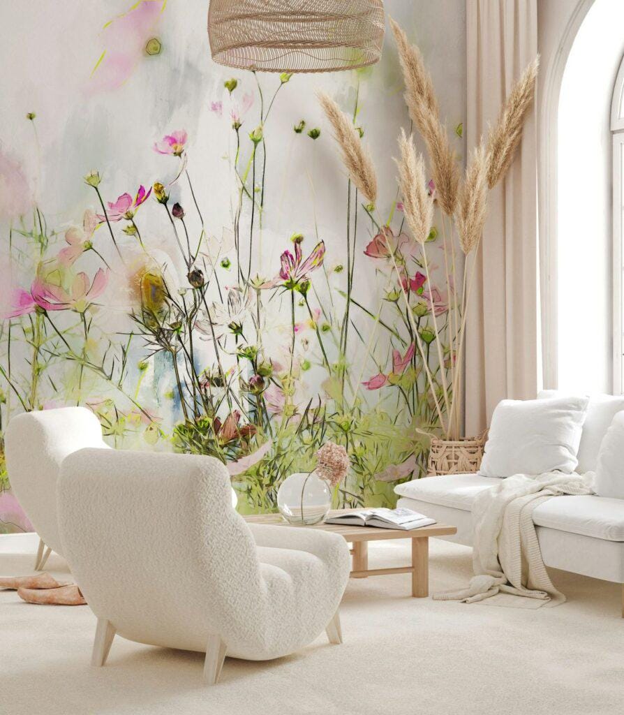 Colorful Nature Flowers Wallpaper, Elegant Flowers Garden Wallpaper, Floral Wallpaper, Illustration Wallpaper, Watercolor Floral Wallpaper