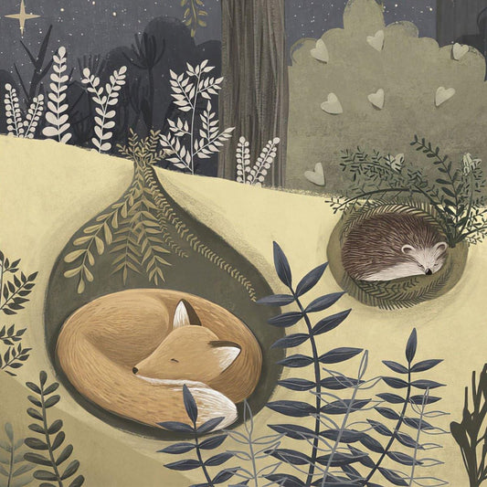 Night in the forest Fairy Tale Children's Room Wallpaper, Watercolor Wallpaper Nursery, School Mural, Cute Bears and Animals Baby Wallpaper