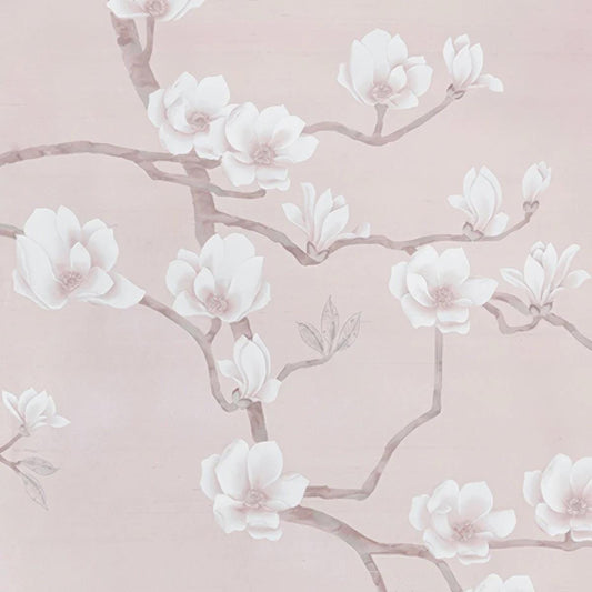 Pink Sakura Flowers Wallpaper, Floral Wallpaper, Cherry Blossoms Wall Poster, Elegance Chinoiserie Wallpaper, Vintage Romantic Wallpaper