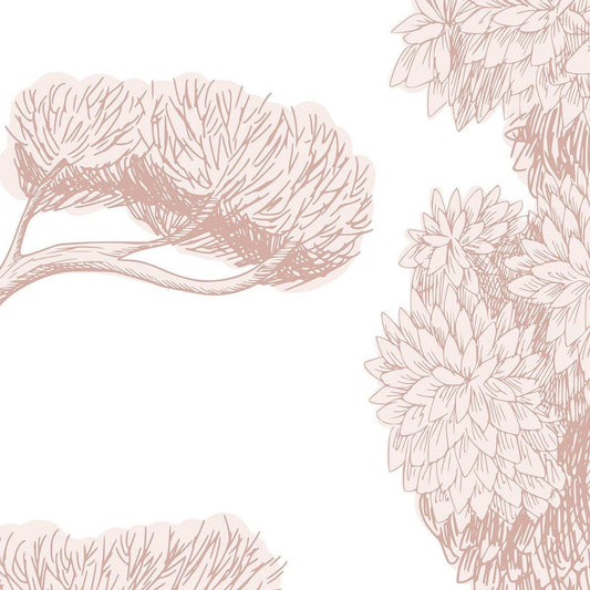 Pink Linear Trees Forest Wallpaper, Wallpaper Nursery, Nature Kids Wallpaper, Forest Child Wallpaper, Drawwing Art Wallpaper,Baby Girl Mural