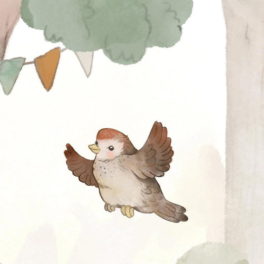 Birthday Party in the Forest Wallpaper For Kidsroom, Trees Wallpaper Nursery , Nature Childrens Wallpaper , Peel and Stick Baby Wallpaper