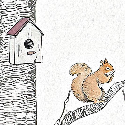 Animals in White Forest Wallpaper for Kids Room, Cute Animals Wallpaper Nursery, Watercolor Trees Kids Wallpaper