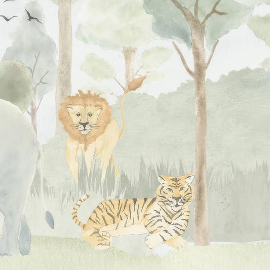 Watercolor Forest Animals Wallpaper Nursery, Nature Kids Wallpaper, Forest Child Wallpaper, Drawwing Art Wallpaper, Jungle Baby Wallpaper