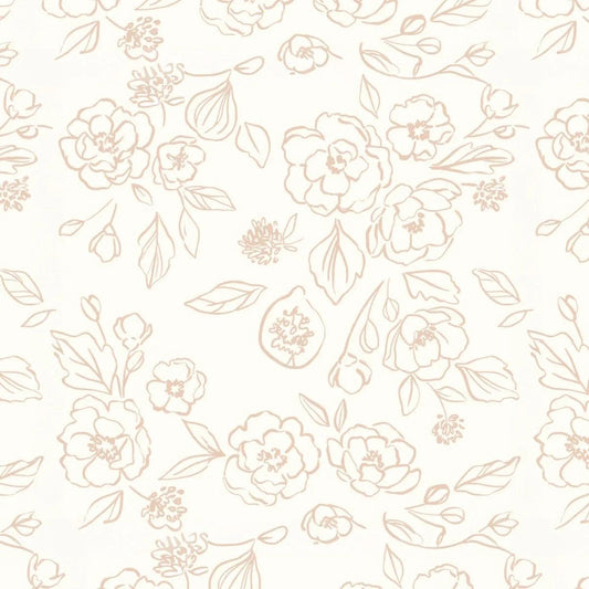 Monochrome Flowers Wallpaper, Flower Garden Baby Girl Wallpaper, Art Wallpaper Nursery, Drawwing Wallpaper, Flowers Wallpaper