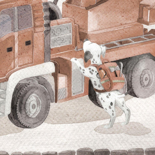 Fire-fighting Kids Room Wallpaper, Fire Truck Wall Poster, Cute Animals Firefighter Team Wallpaper Nursery, Peel and Stick Baby Wallpaper