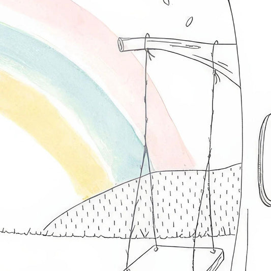 Swing Under the Rainbow Kids Wallpaper, Soft Color Wallpaper Nursery, Funny Child Wallpaper, Peel and Stick Wallpaper, Baby Girl Wallpaper