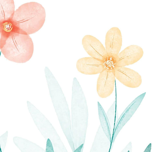 Colourful Summer Flowers Wallpaper, Flowers Garden Baby Girl Wallpaper, Wallpaper Nursery, Watercolor Floral Mural, Floral Baby Wall Poster