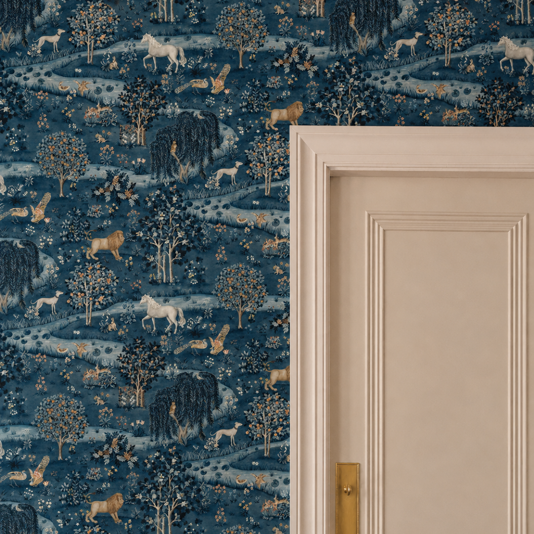 William Morris Navy Blue Wallpaper – Vintage Nature Wall Mural