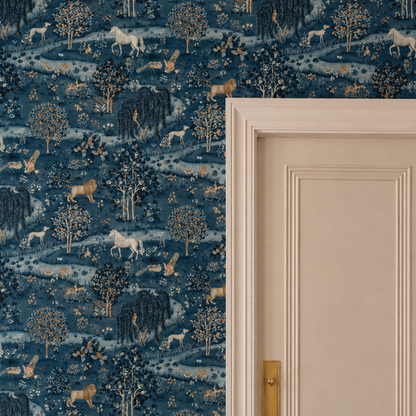William Morris Navy Blue Wallpaper – Vintage Nature Wall Mural