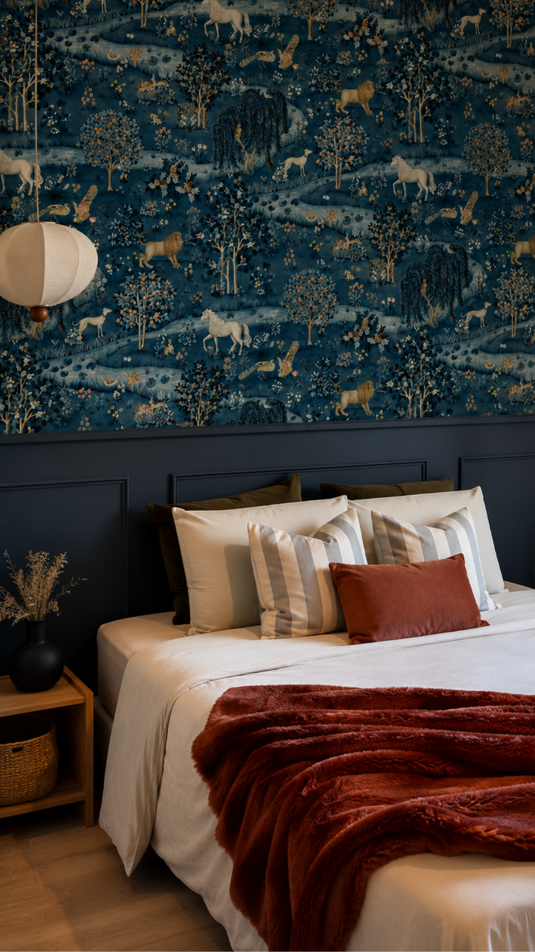 William Morris Navy Blue Wallpaper – Vintage Nature Wall Mural