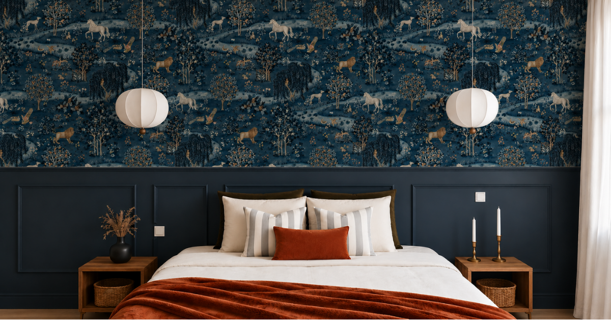 William Morris Navy Blue Wallpaper – Vintage Nature Wall Mural