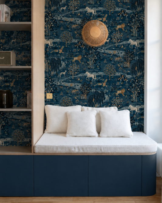 William Morris Navy Blue Wallpaper – Vintage Nature Wall Mural
