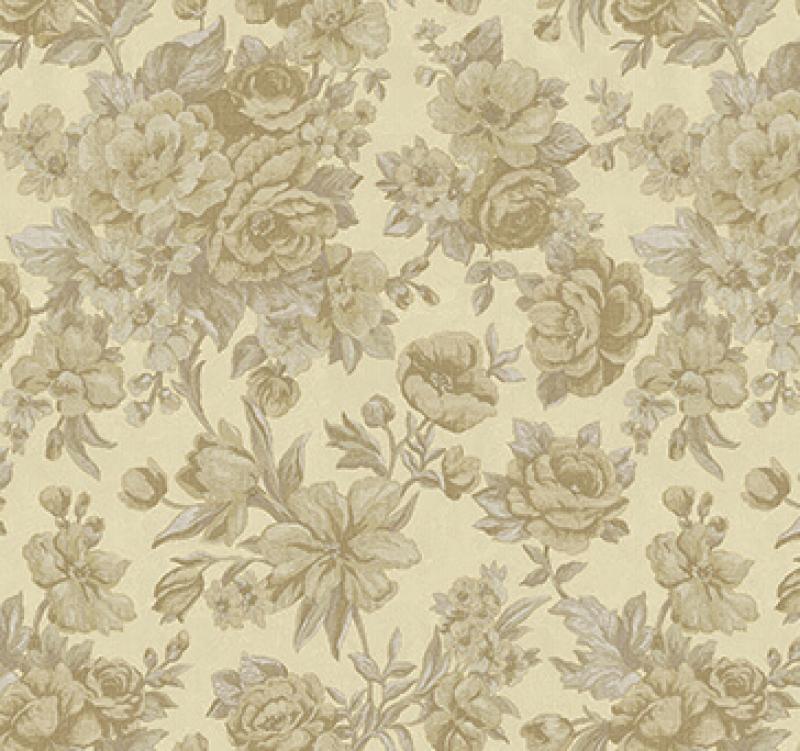 Blooming Roses And Floral Pattern Wallpaper