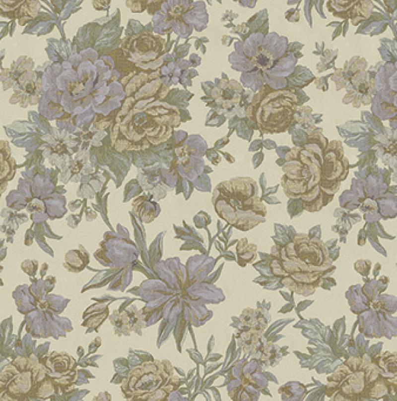 Blooming Roses And Floral Pattern Wallpaper