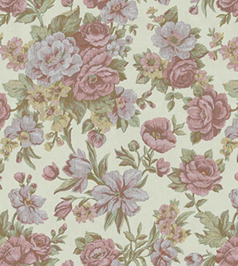 Blooming Roses And Floral Pattern Wallpaper