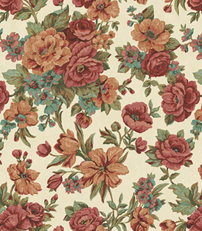 Blooming Roses And Floral Pattern Wallpaper