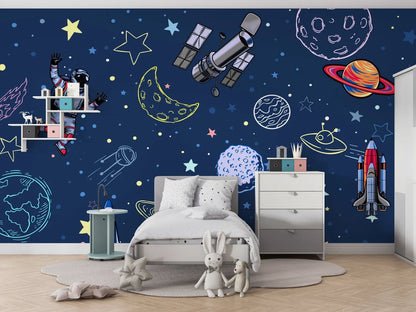 Blue Kids Room Wallpaper