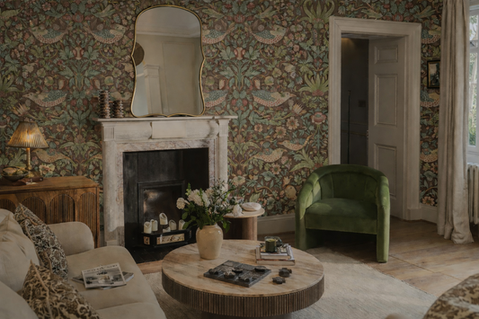 William Morris Strawberry Thief Wallpaper, Floral Birds Vintage Wall Mural
