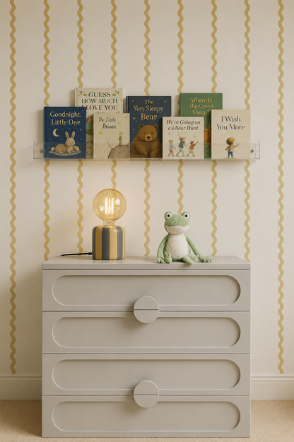Retro Yellow Wiggle Line Wallpaper –  Minimalist Ochre Peel and Stick Nursery Wallpaper