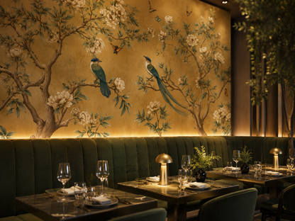 Elegant Chinoiserie Floral Wallpaper with Birds & Butterflies