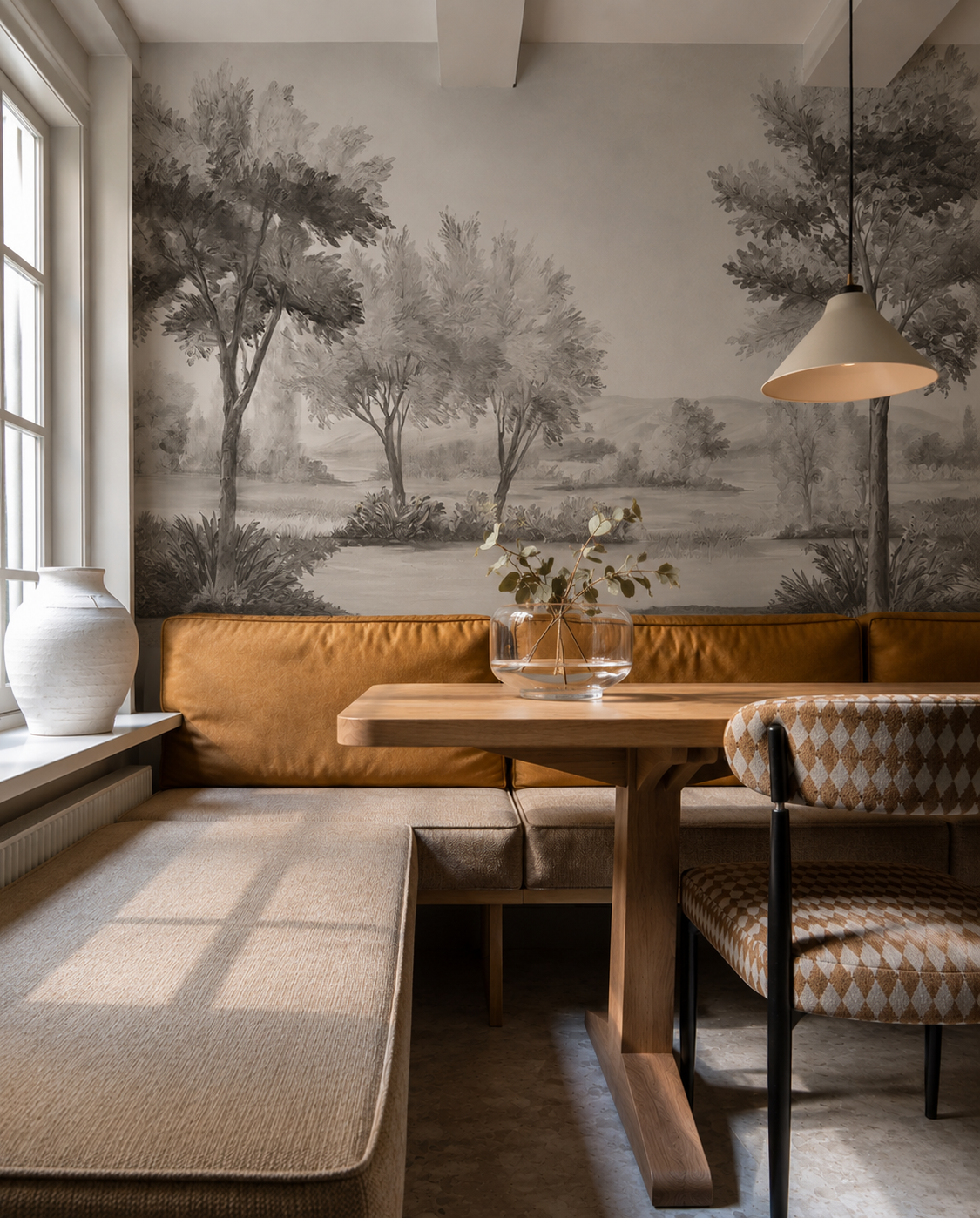 Grey Savanna Trees Wallpaper | Modern Bohemian Wallpaper