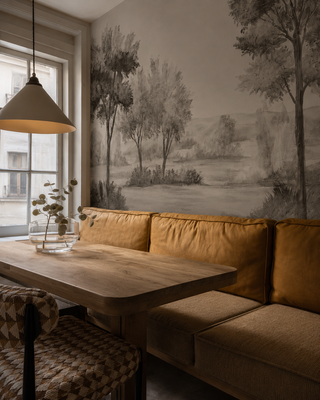 Grey Savanna Trees Wallpaper | Modern Bohemian Wallpaper