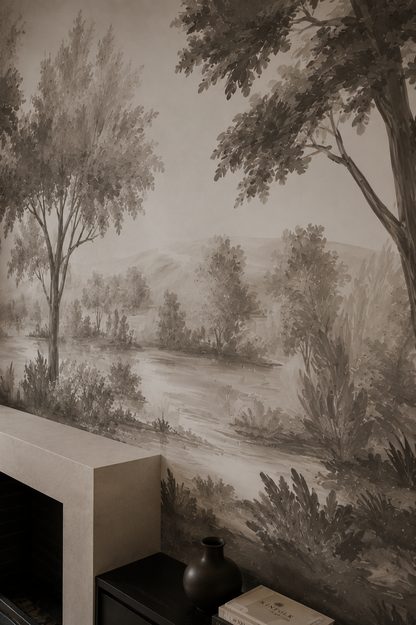 Grey Savanna Trees Wallpaper | Modern Bohemian Wallpaper
