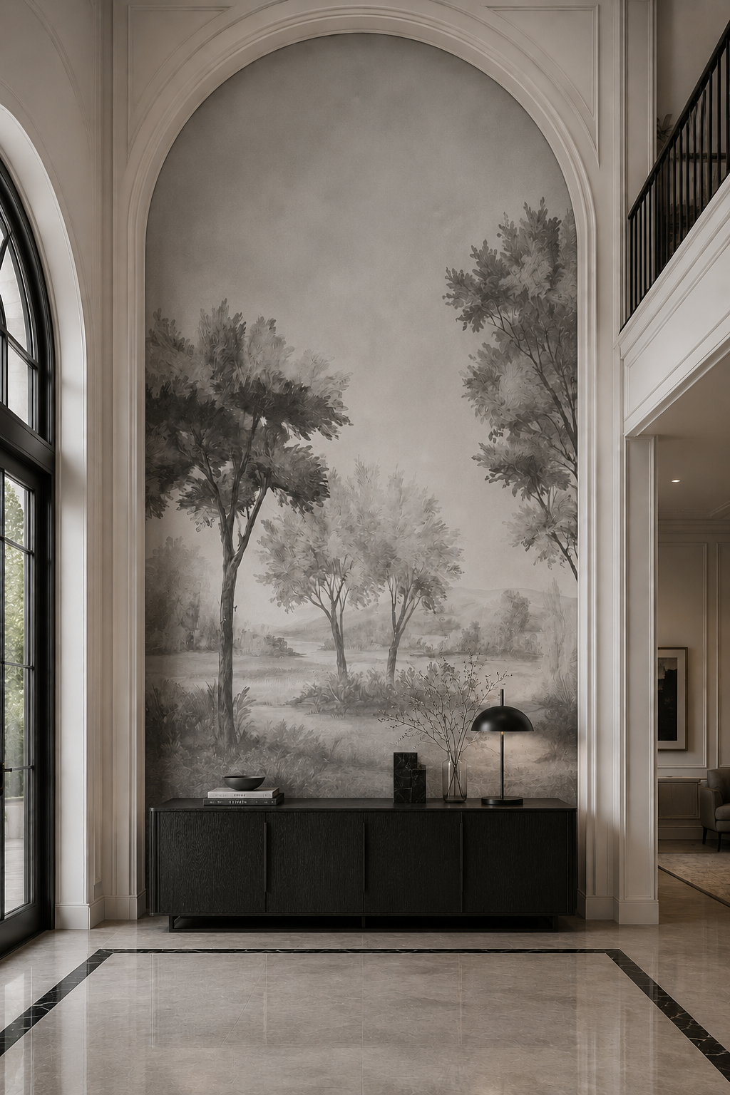 Grey Savanna Trees Wallpaper | Modern Bohemian Wallpaper