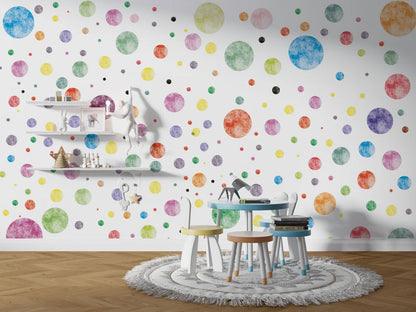Colorful Circle Kids Room Wallpaper