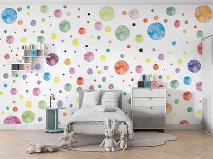Colorful Circle Kids Room Wallpaper