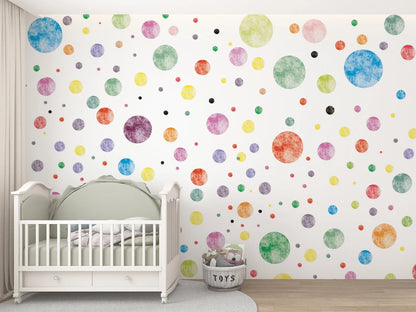 Colorful Circle Kids Room Wallpaper