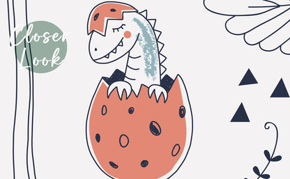 Kids Dino with Plants and Trees Wallpaper