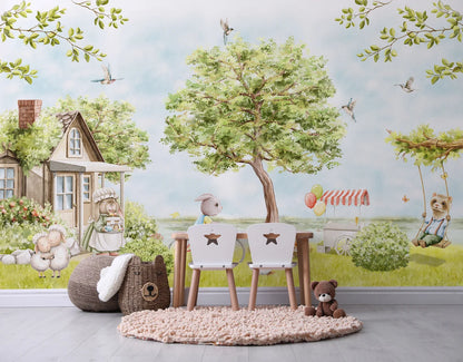Kids Woodland Animals Wallpaper