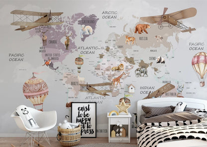 Kids Nursery Political Map Wallpaper