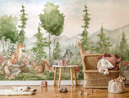 Kids Woodland Animals Wallpaper