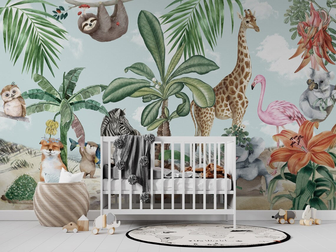 Kids Tropical Forest and Jungle Safari Wallpaper