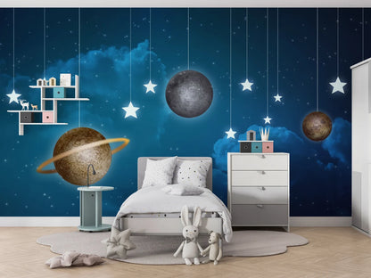 Planet Boys Room Wallpaper