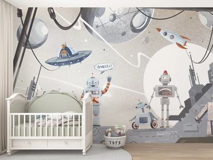 Robot Boy Room Wallpaper