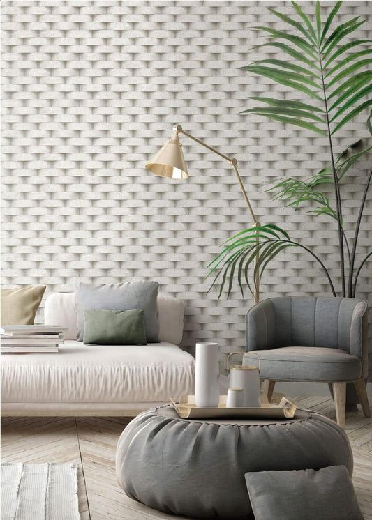 Wallpaper With 3D Round Brick Wall Pattern